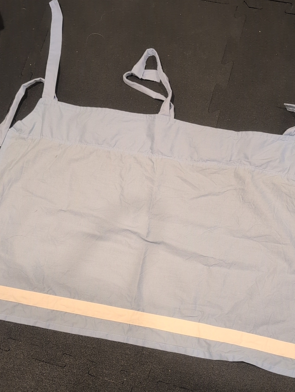 Biscuit Home Crib Skirt - Blue With White Border